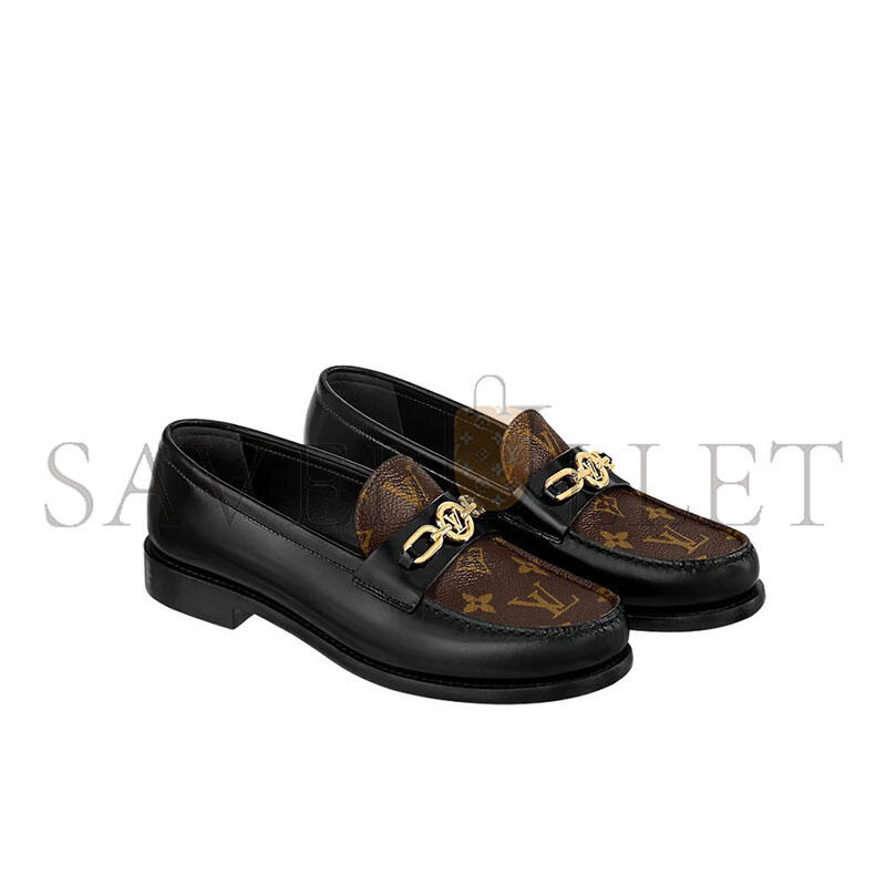 l0vis Vvtt0n chess flat loafers black with brown monogram 1abpla